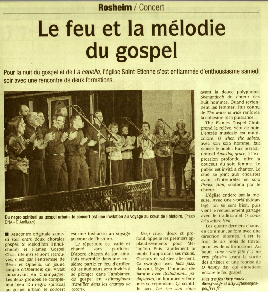 2010-10-18 Concert Rosheim avec Flames (Article DNA)