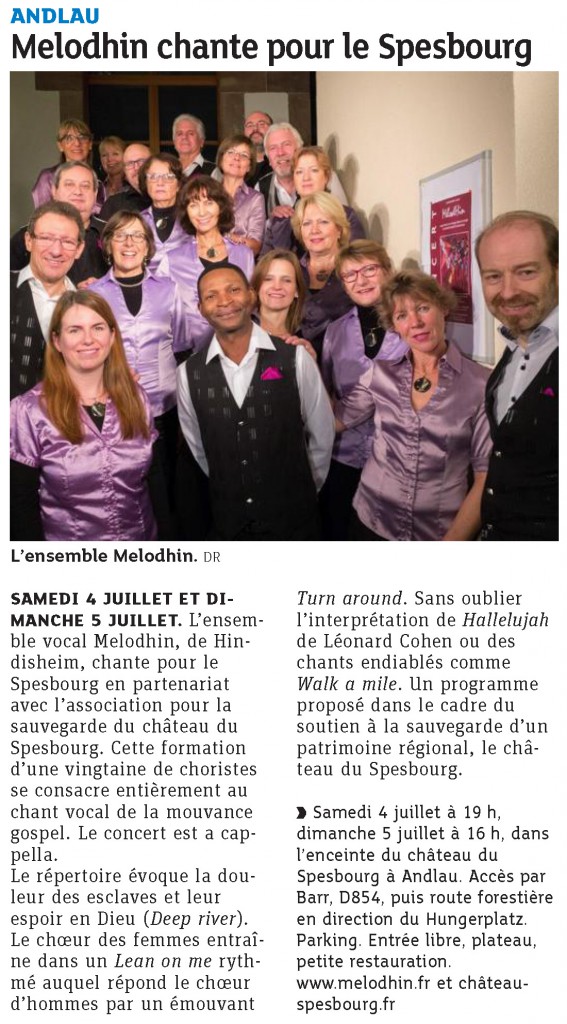 2015-07-03 Andlau - Melodhin chante pour le Spesbourg (Article DNA)