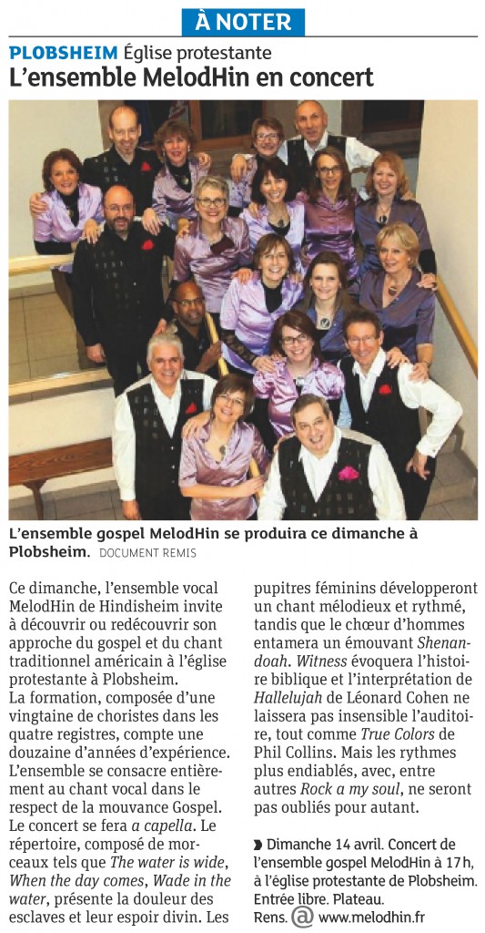 2013-04-11 Annonce du concert à Plobsheim (Article DNA)