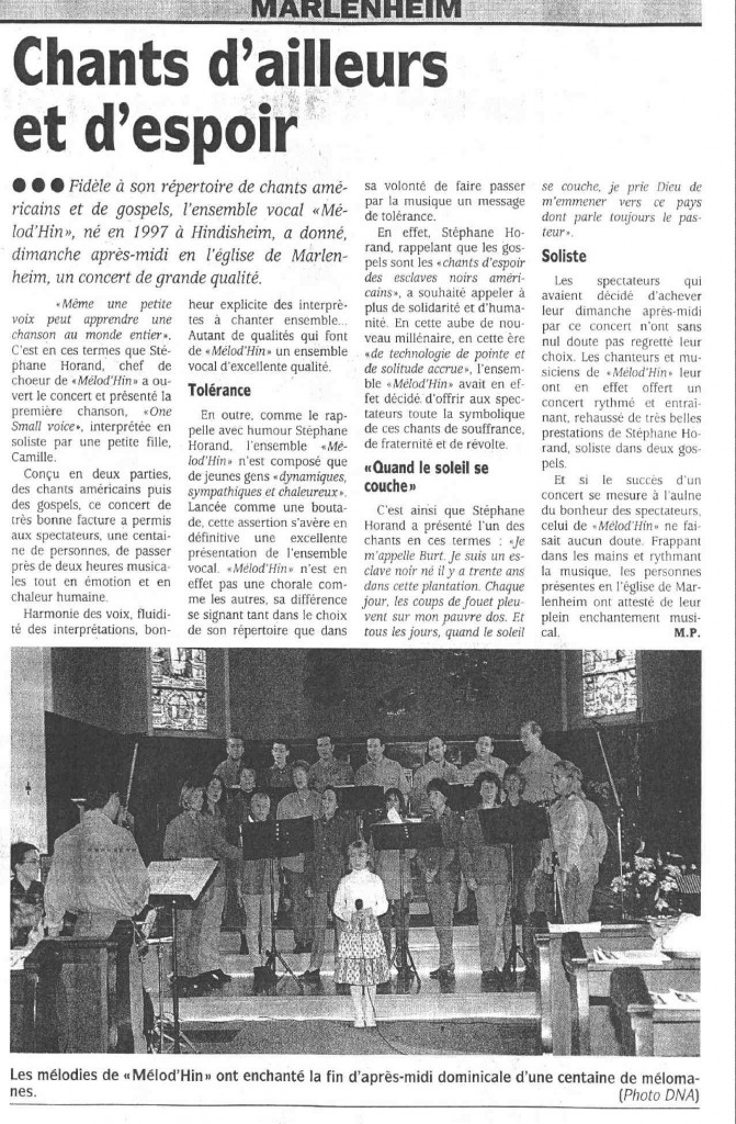 2000-03-26 Concert Marlenheim (Article DNA)